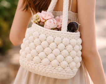 Handmade Mini Purse Pattern PDF | Beginner Bobble Stitch Plush Yarn Textured Gift