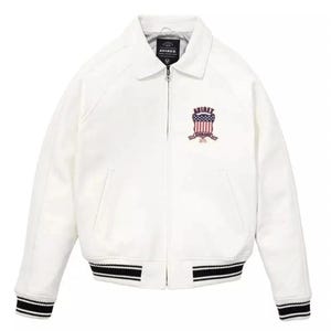 Men Avirex White Real Bomber American Flight Jacket Leather Jacket for Men Gift, Avirex Cafe Racer Leather Biker Jacket,