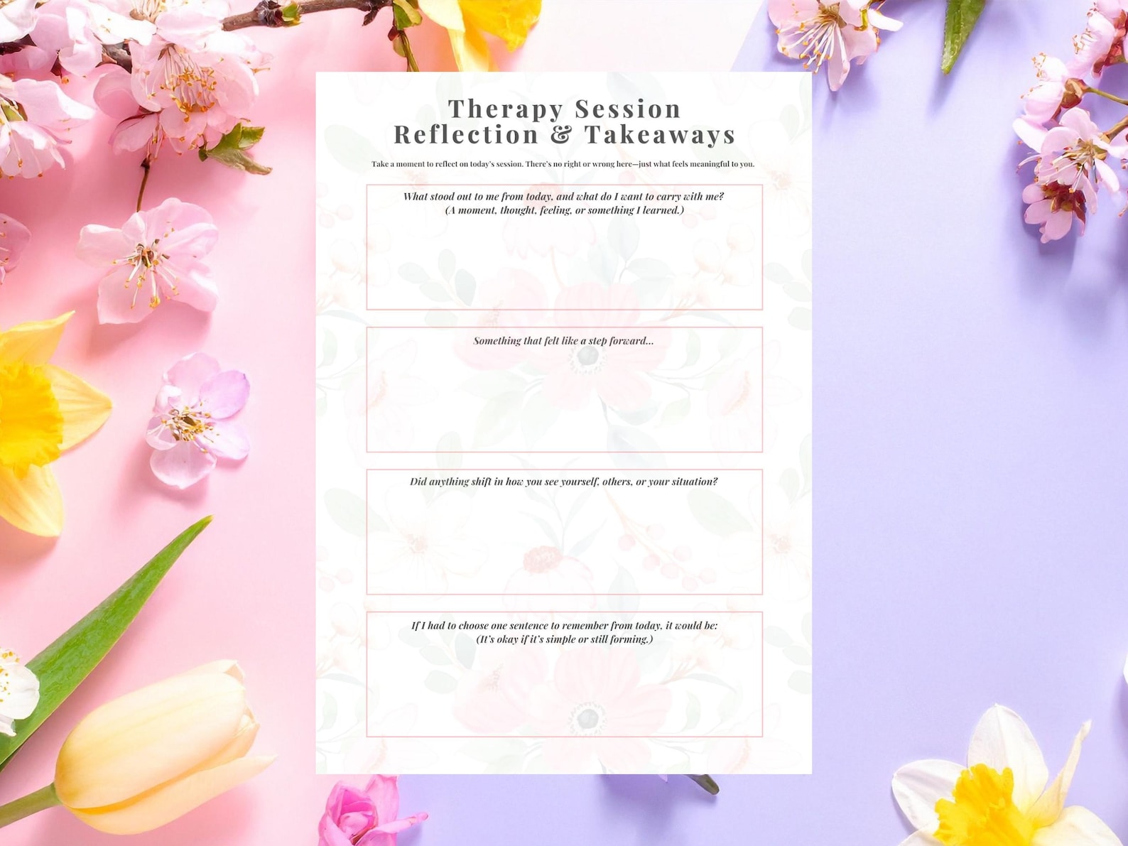 Reflection Thrive Session Therapy Session Reflection Worksheet for Self-awareness | Therapist ...