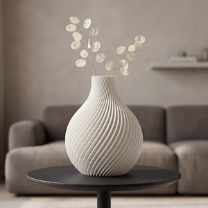 Modern Minimalist White Vase | Ribbed Design Vase | Nordic Scandinavian Decor | Neutral Home Decor | Pampas Grass Vase | LUMA ORB Vase
