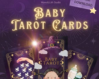 Baby Shower Tarot Cards Game Printable | Mystical Baby Shower Games | Funny Alternative Baby Prediction | Digital Download Tarot Deck Boho