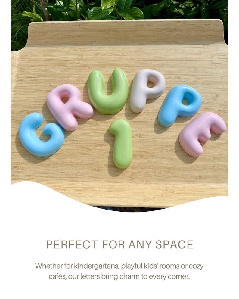 Bubble Letters in Ceramic Look with Configurator – Personalized Names, Numbers & Symbols | Lightweight Nursery Door Decor image 10