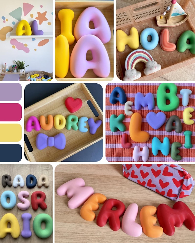 Bubble Letters in Ceramic Look with Configurator – Personalized Names, Numbers & Symbols | Lightweight Nursery Door Decor Matt/Matte