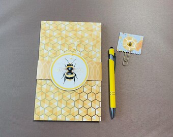 Bee Note Pad Pen Paper Clip Bookmark