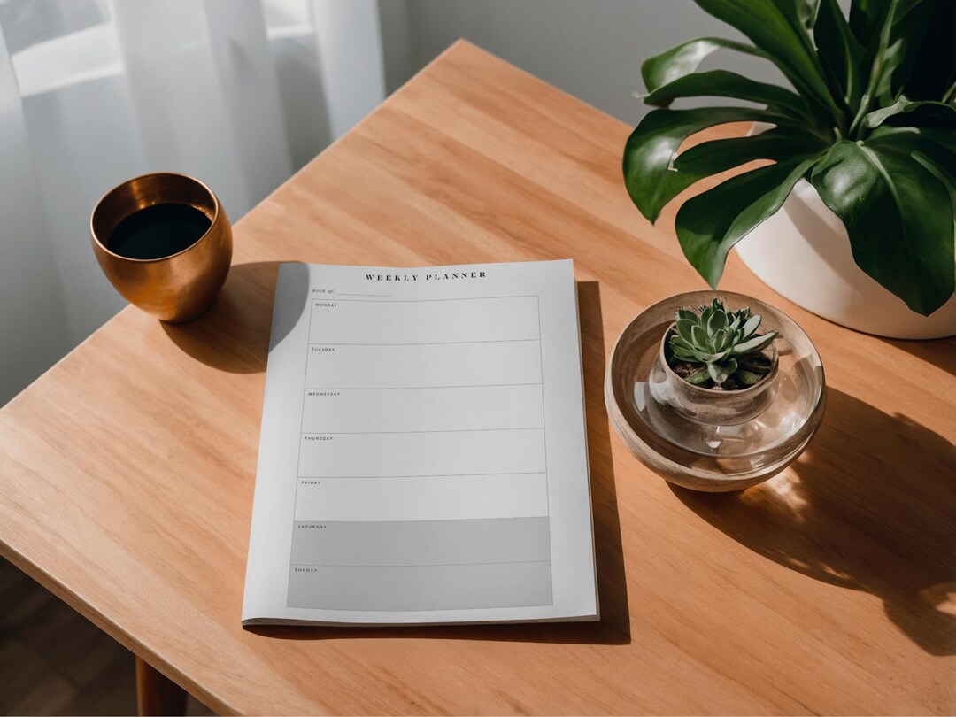 Minimalist Weekly Planner Printable | Neutral Productivity Organizer ...