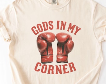 God's in My Corner Shirt, Christian Boxing Comfort Colors Tee, Faith Fighter Gift