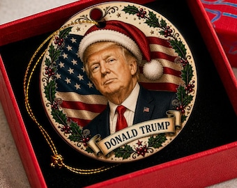 Donald Trump Christmas Ornament, Ceramic President Gift with Gift Box