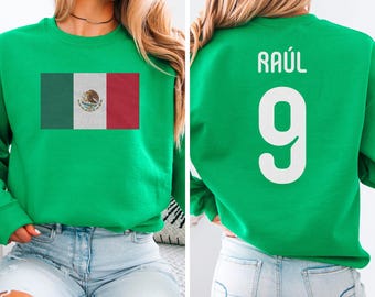 Mexico Flag Jimenez #9 Jersey Style Graphic Tee, 2-Sided Star Player USA Supporters, Soccer Tournament Fans Unisex Tshirt