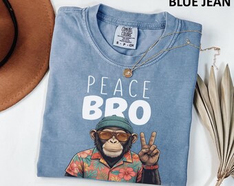 Comfort Colors Peace Bro Monkey Meme Shirt, Funny Primate Graphic Tee, Viral Punch Monkey Joke T Shirt, Chill Humor Streetwear Gift