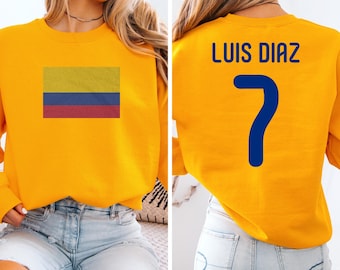Colombia Flag Luis Diaz #7 Jersey Style Graphic Tee, Soccer World USA Supporters, 2-Sided Star Player Fans Tournament Unisex Tshirt