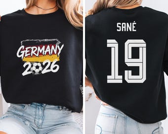Germany Star Player Sane #19 Graphic Tee, Soccer Jersey Style 2-Sided Gift, Deutschland Football Fan World Tournament Unisex T-Shirt