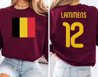 Belgium Flag Inspired Lammens #12 Jersey Style Graphic Tee, World Tournament Star Player 2-Sided Fan Gift, Soccer Unisex T-Shirt