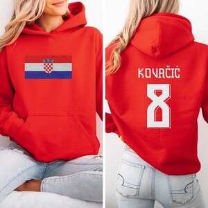 Croatia Flag Kovačić #8 Jersey Style Graphic Tee, 2-Sided Soccer World Tournament Gift, Star Player Tribute for Fans Unisex T-Shirt image 7