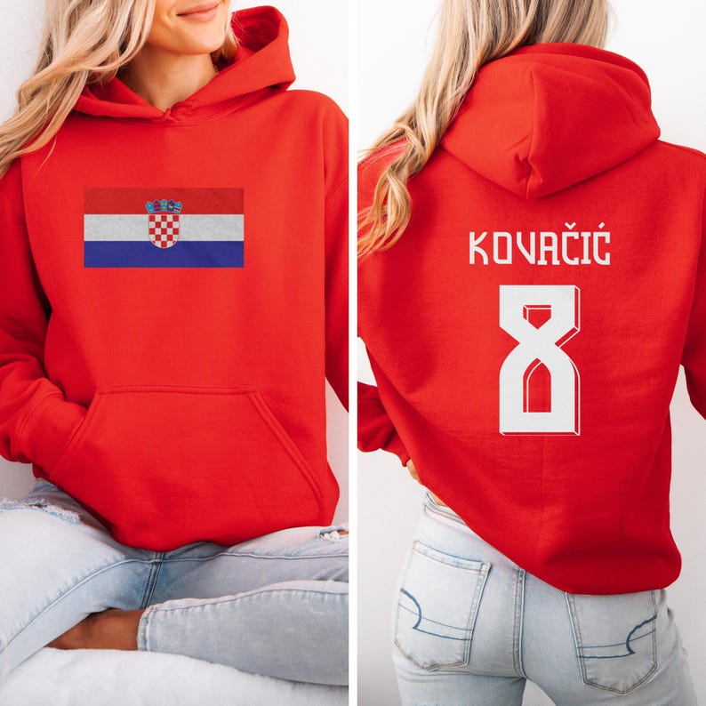 Croatia Flag Kovačić #8 Jersey Style Graphic Tee, 2-Sided Soccer World Tournament Gift, Star Player Tribute for Fans Unisex T-Shirt image 7
