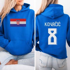 Croatia Flag Kovačić #8 Jersey Style Graphic Tee, 2-Sided Soccer World Tournament Gift, Star Player Tribute for Fans Unisex T-Shirt image 8