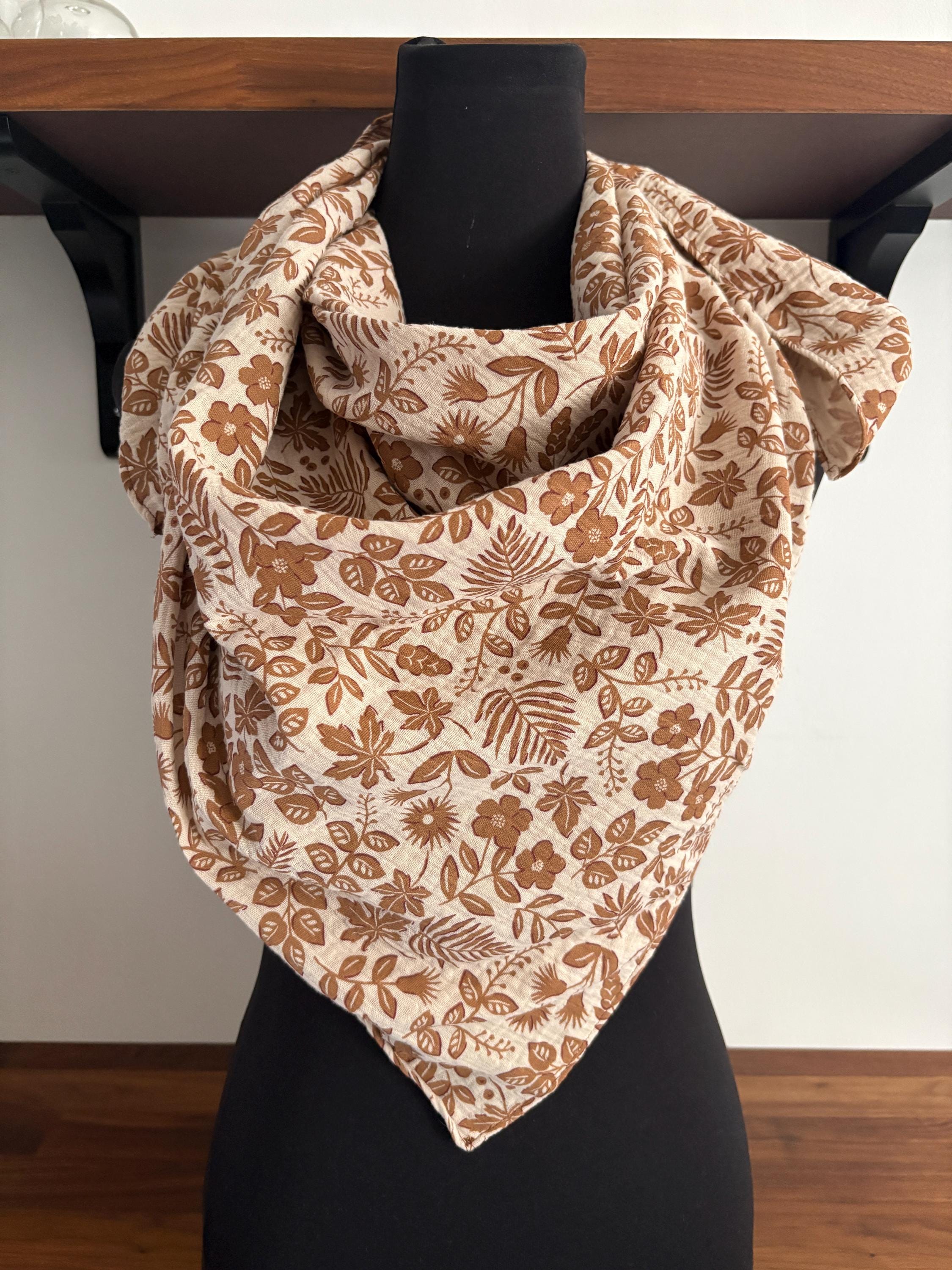 Cape Ample Femme Bohème Chic Couleur Camel Avec écharpe Assortie, Taille 2XL, Laine
