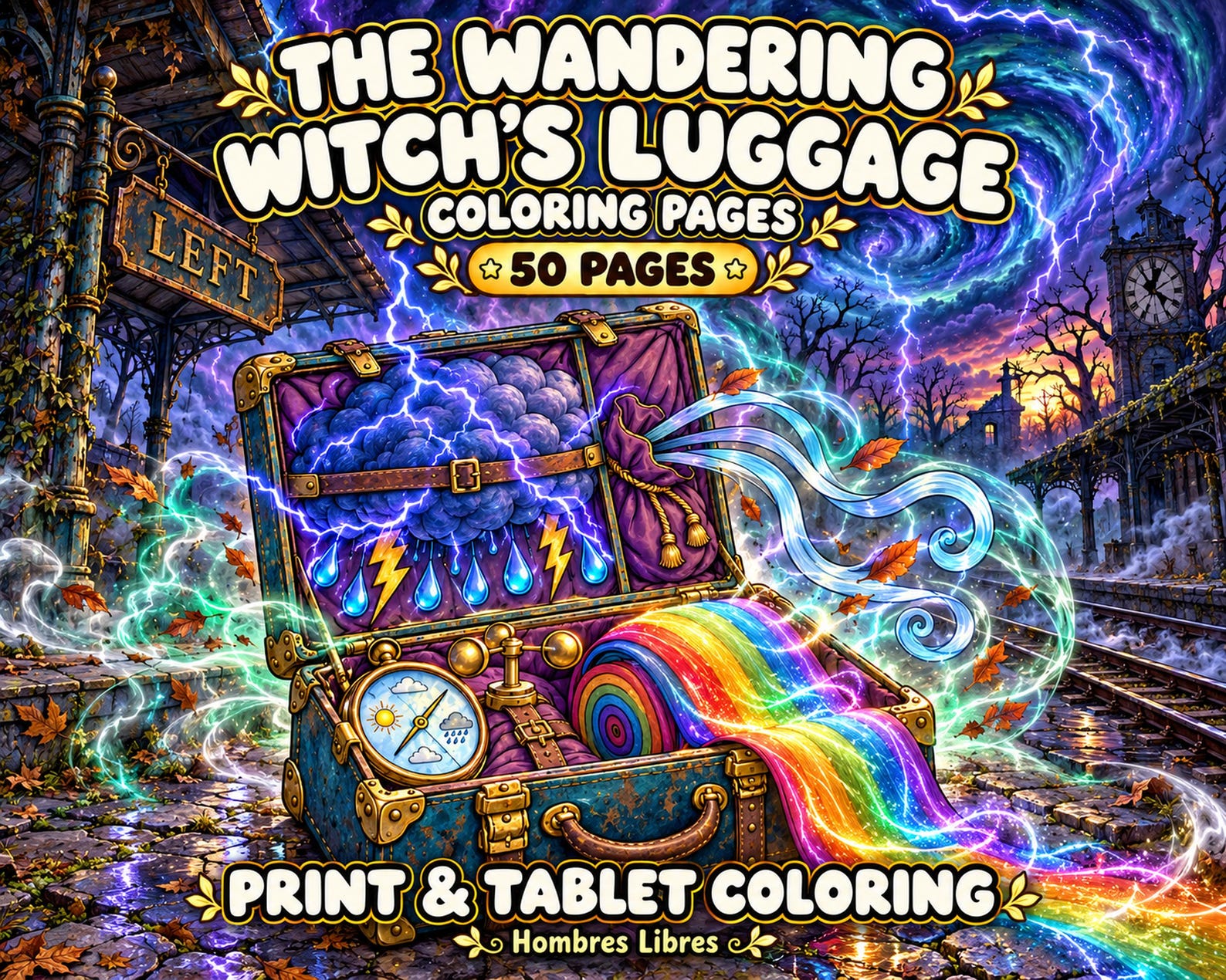 Witchy Coloring Pages for Adults, Magical Coloring Pages With Witch