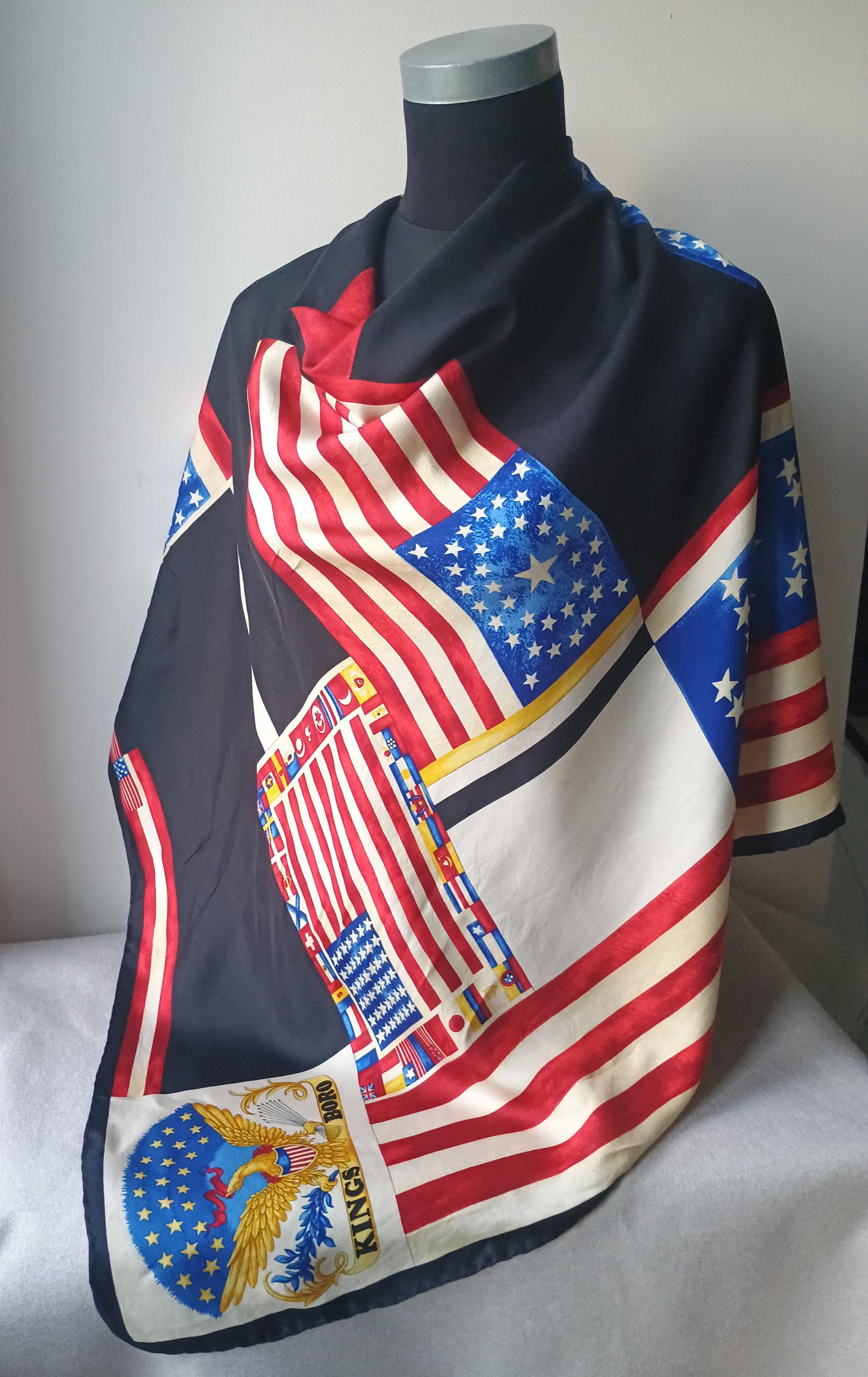 Vintage Atelier Versace Silk Scarf, American Flag Motif, 88cm - Etsy