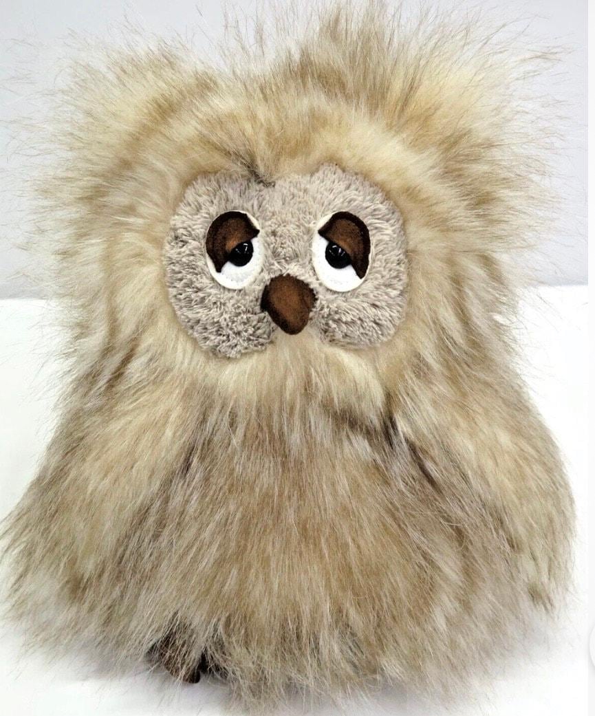 Jellycat Owl Plush Toy Soft Faux Fur Stuffed Animal Tan Brown Fluffy Cute Ania the Owl (retired)
