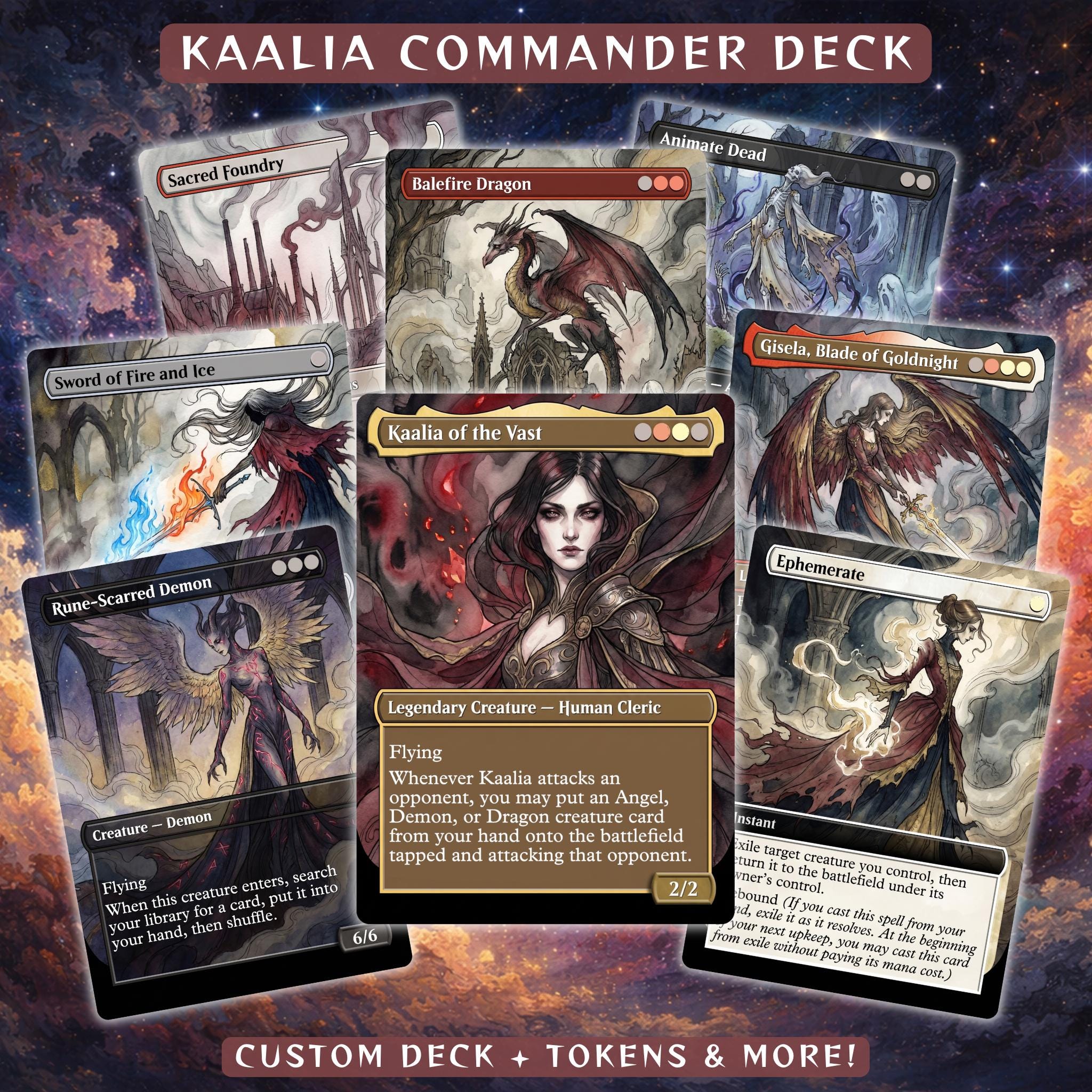 mtg commander demon deck Elite - Valgavoth, Harrower of Souls - Rakdos Black Red - EDH cEDH - 100 Card - Custom Deck FlyingWhenever Kaalia of the Vast attacks an opponent Elite Commander Demon Deck -