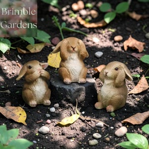 3 Stk Mini Braune Kaninchen Figuren, niedliche Harz Häschen Ornamente, einzigartige Blumenbeet Blumentopf Dekorationen, Wildtiere inspiriert Esser Kaninchen Geschenk