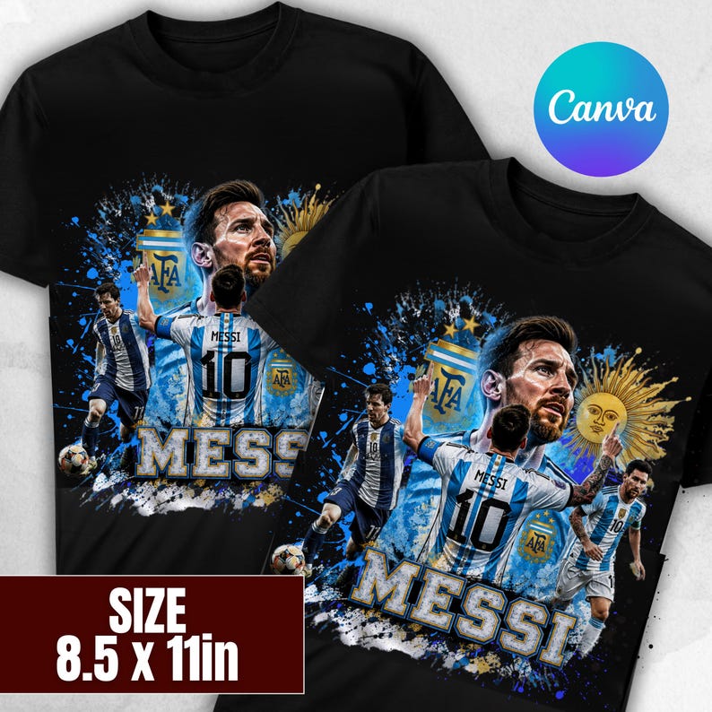 Messi PNG Football T-Shirt Design, Argentina Soccer World Cup Clip Art, Lionel Messi Sublimation File, GOAT Png, World cup shirt design PNG