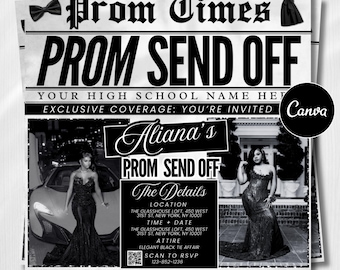 Prom Send Off Flyer, DIY Prom Flyer, Prom Canva Template, Prom Send Off, Prom Send Off Event, Editable, DIY Canva, Instant Download