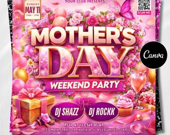 Mother's Day Party Flyer, Mother's Day Special Flyer, Mommy Brunch Flyer, Celebration Flyer, Mother's day dinner, Party flyer Editable Canva