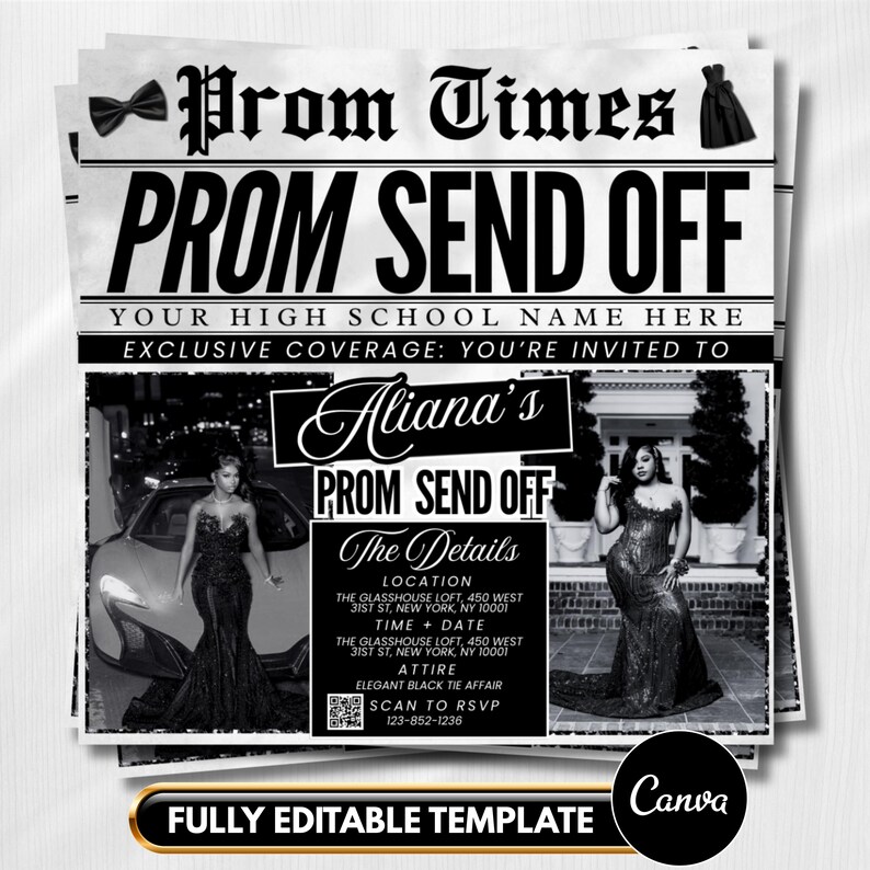 Prom Send off Flyer, DIY Prom Flyer, Prom Canva Template, Prom Send Off ...