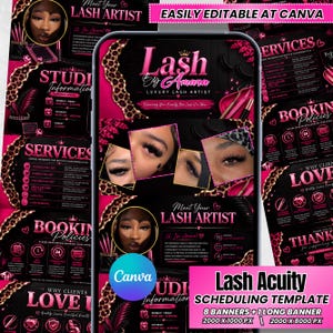 Lash Acuity Scheduling Template | Lash Website Acuity | Luxury Booking Site | Acuity Lash tech | Canva Lashes Diy Template