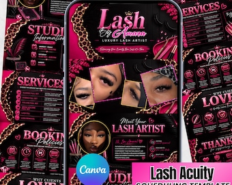 Lash Acuity Scheduling Template | Lash Website Acuity | Luxury Booking Site | Acuity Lash tech | Canva Lashes Diy Template