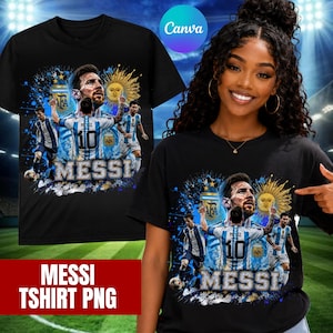 Messi PNG Football T-Shirt Design, Argentina Soccer World Cup Clip Art, Lionel Messi Sublimation File, GOAT Png, World cup shirt design PNG