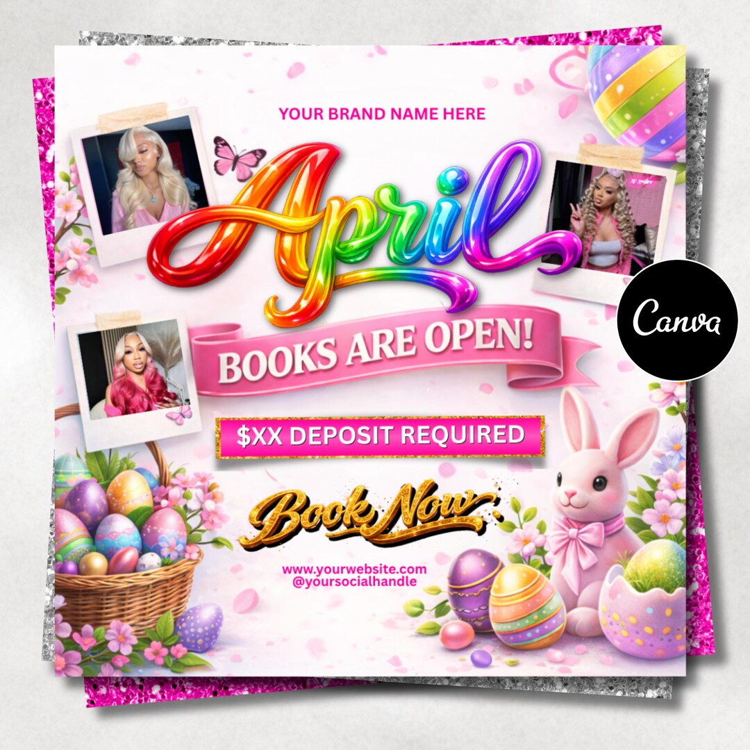 April Booking Flyer, Spring Booking Flyer, Easter Flyer, Book Now ...
