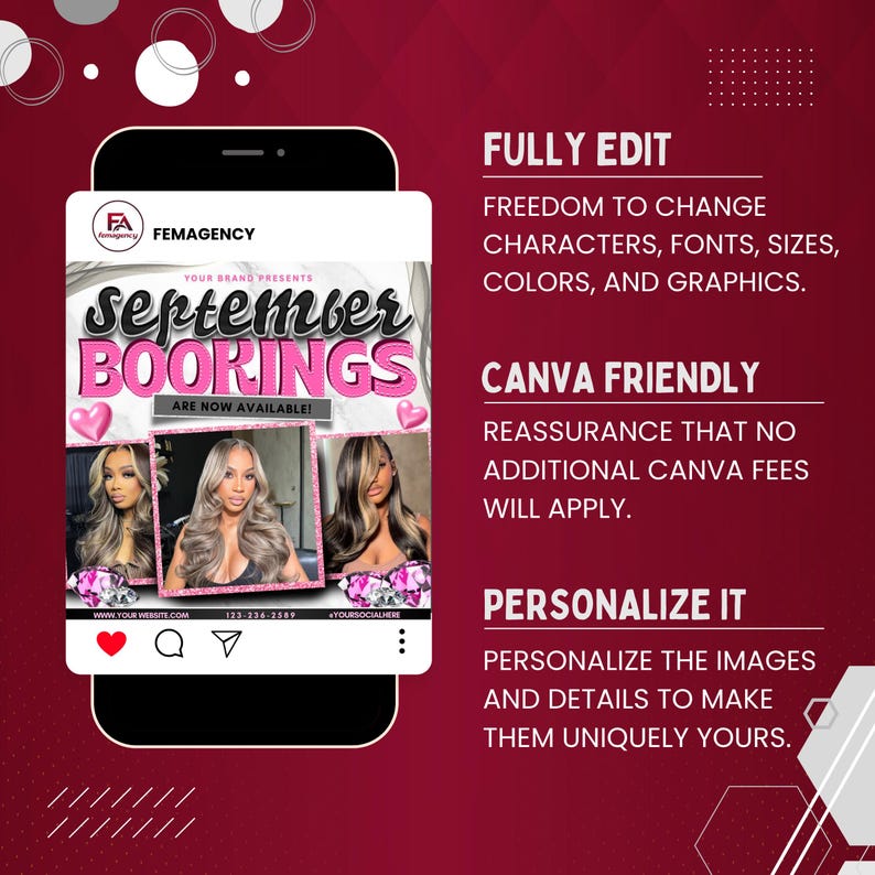 September Booking Flyer Template, Fall Beauty Booking Flyer, Autumn Books Open Canva Template, Hair Lash Nail Wig MUA, Instant Download