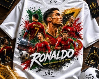 CR7 Ronaldo PNG T-Shirt Design, Soccer Streetwear Graphic, Football Legend PNG SVG, Printable Digital Download, Sports Fan Art
