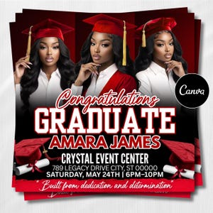 Graduation Invitation Flyer | Editable Canva Template | Class of 2026 | Graduation | Announcement | Premade Flyer | Social Media Flyer