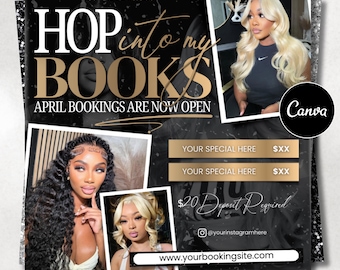 April Booking Flyer DIY Template, Customizable April Flyer, DIY Canva Template for Makeup, Hair, Lashes, Nails, Easter Booking Flyer, Spring