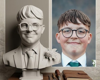 Large Custom 3D Printed Personal Portrait Bust – Unique Personalized Gift