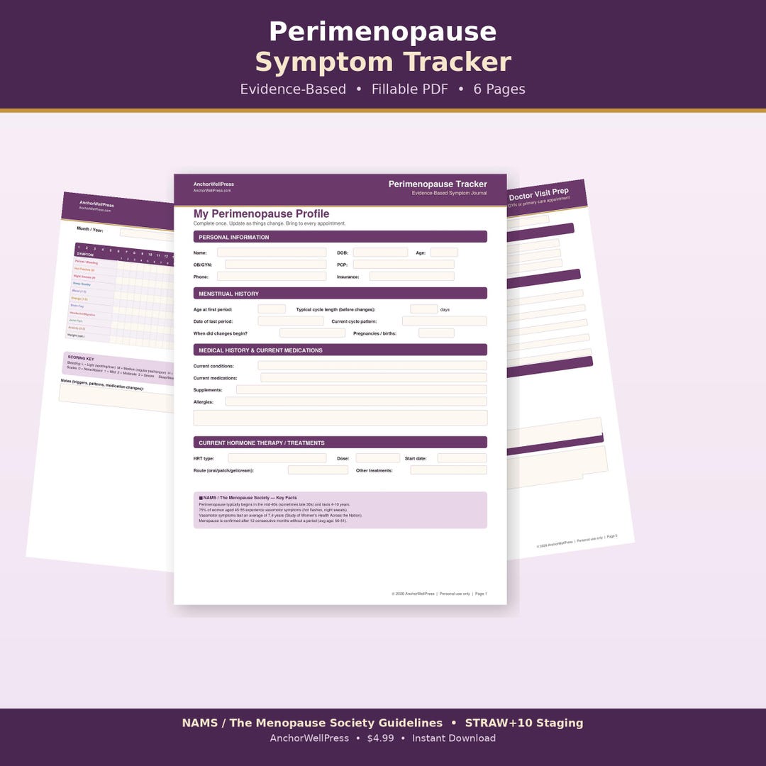 Perimenopause Tracker Fillable PDF | Symptom Journal Printable ...