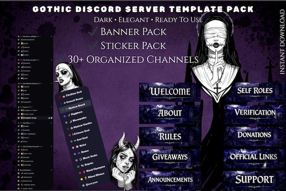 Gothic Discord Server Template Pack Instant Download