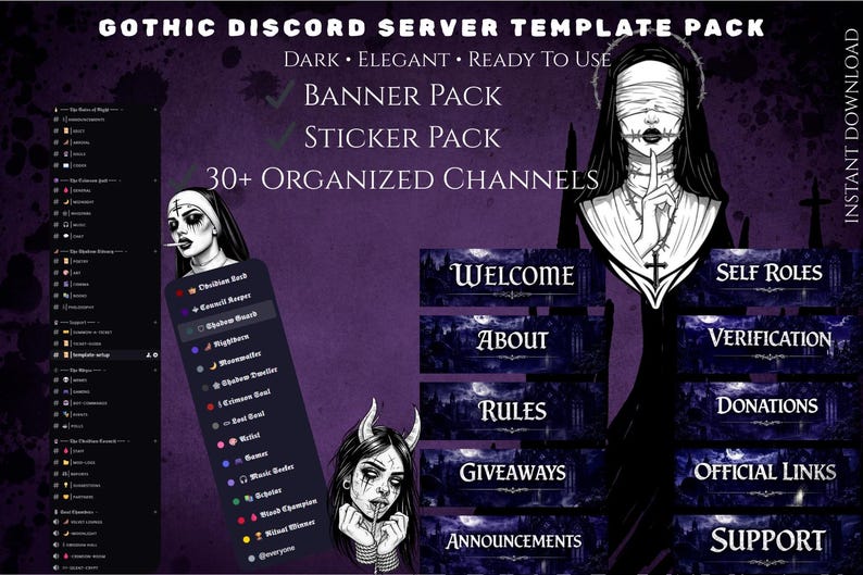 Gothic Discord Server Template Pack Instant Download image 1