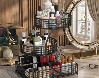 3-Tier White Makeup Organizer – Metal Vanity & Bathroom Counter Storage