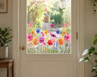 Flower Butterfly Window Decal – Double-Sided Reusable Static Cling Sticker