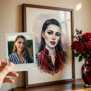 Personalisiertes Porträt nach Foto, Vampire Portrait, Gothic Art, Besonderes Geschenk für Sie