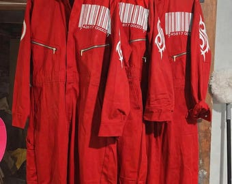 Handmade Red Barcode Jumpsuit - Slipknot Inspired Coverall suit - Slipknot Iowa Era Halloween Custome - Gift for him