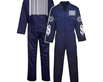 Mono de lona azul marino hecho a mano – Mono inspirado en Slipknot, logotipo tribal de código de barras - Mono Slipknot 2025