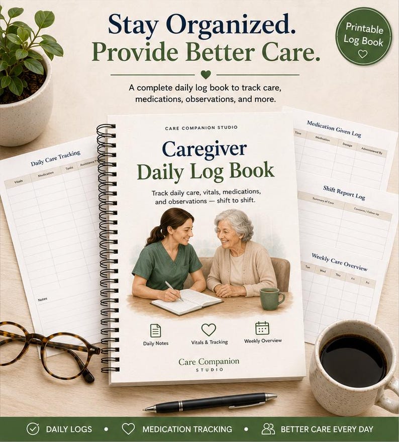 Caregiver Notebook.pdf Caregiver Daily Log Book Printable, Home Care Planner, Caregiver Notes ...