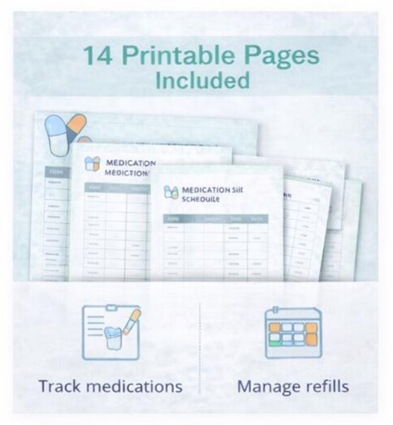 Pill Pdf File Medication Tracker Printable, Medication Management Binder, Pill ...
