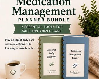 Medication Management Planner Bundle | Caregiver Medication Tracker | Pill Log Printable | Medical Binder | Senior Care Planner