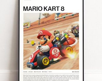 Mario Kart 8 (2014) Poster, Kart Racing Art, Racing Game Print, Video Game Home Decor